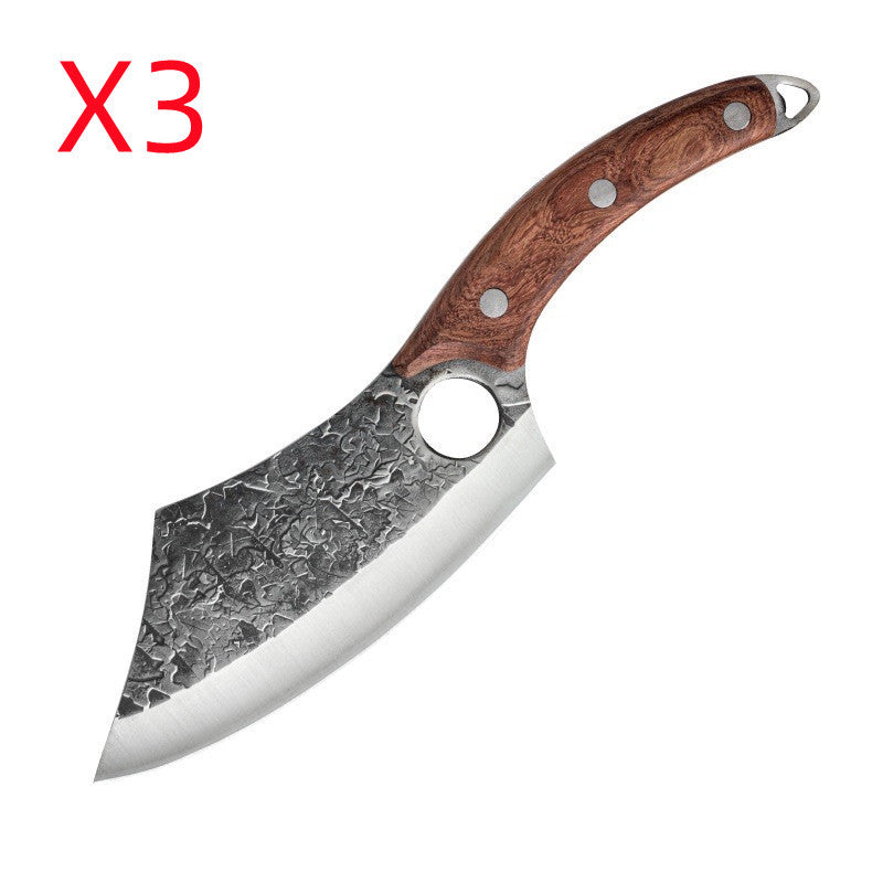 Forged Small Kitchen Knife Blade camp survival leather sheath