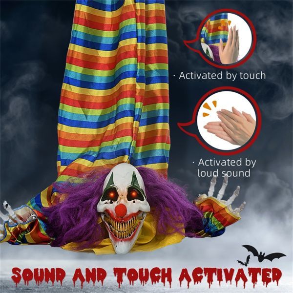 Animated LED Halloween Clown Decoration - Motion Activated Spooky Prop