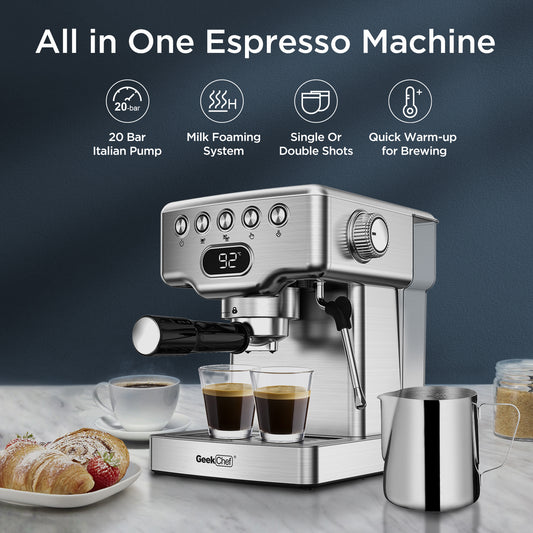 Professional Espresso Machine 20 Bar - Coffee Maker with Milk Frother | 1.8L
