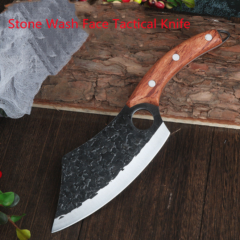 Forged Small Kitchen Knife Blade camp survival leather sheath