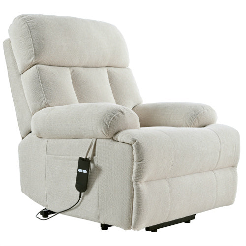 Oversized Power Lift Recliner Chair For Elderly, Electric Fabric Recliner Chair For Seniors, Home Theater Seating,Reclining Sofa Chair With Remote Control,Side Pocket ,Spacious Seat  Light Gray
