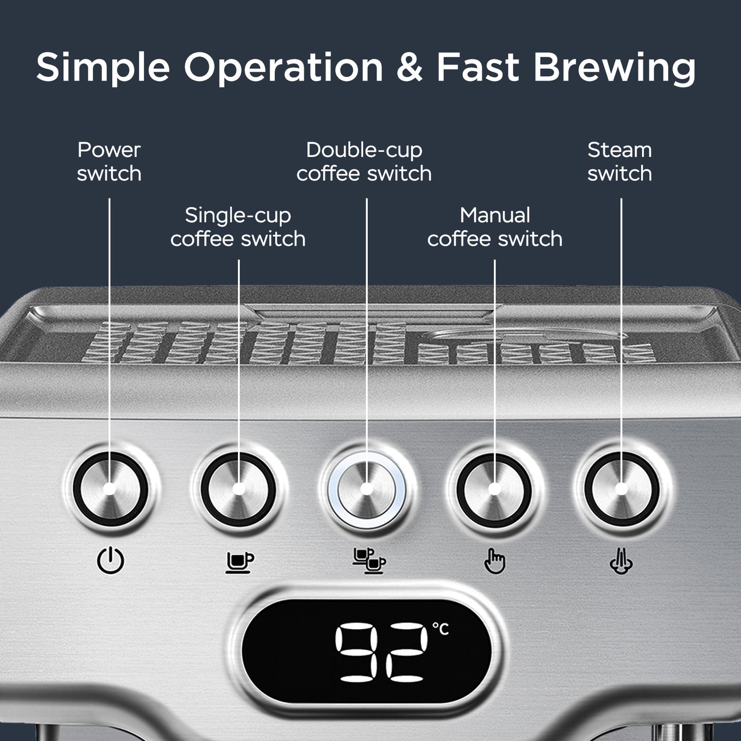 Professional Espresso Machine 20 Bar - Coffee Maker with Milk Frother | 1.8L