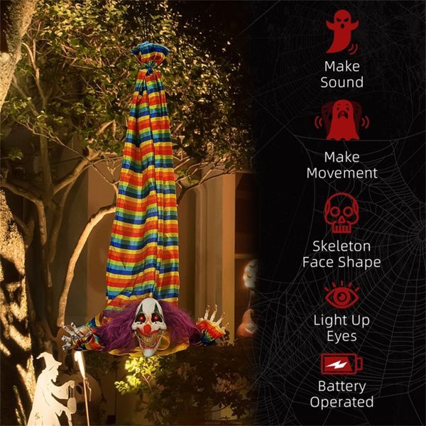 Animated LED Halloween Clown Decoration - Motion Activated Spooky Prop