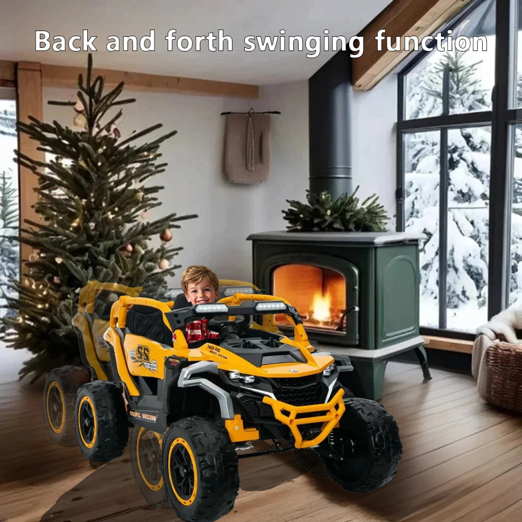 Ride On Models Truck Car 12V Kids Electric Vehicles, Remote Control, Front & Rear Shock Suspension, 2 Seater UTV, Flashlights And A Built-in Music Player, For Age 3-6 Years Old