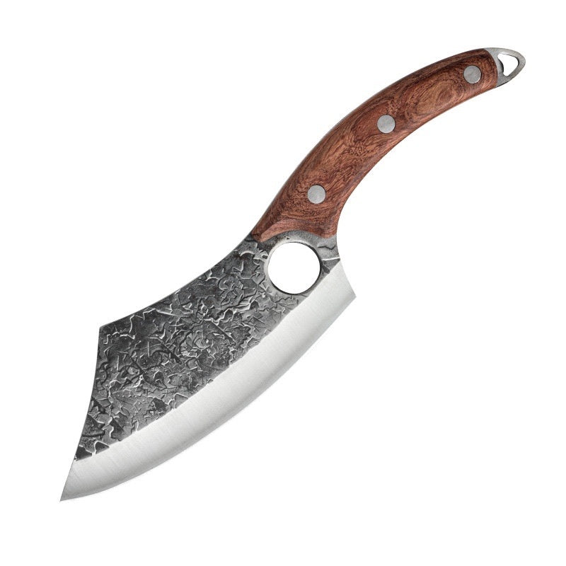 Forged Small Kitchen Knife Blade camp survival leather sheath