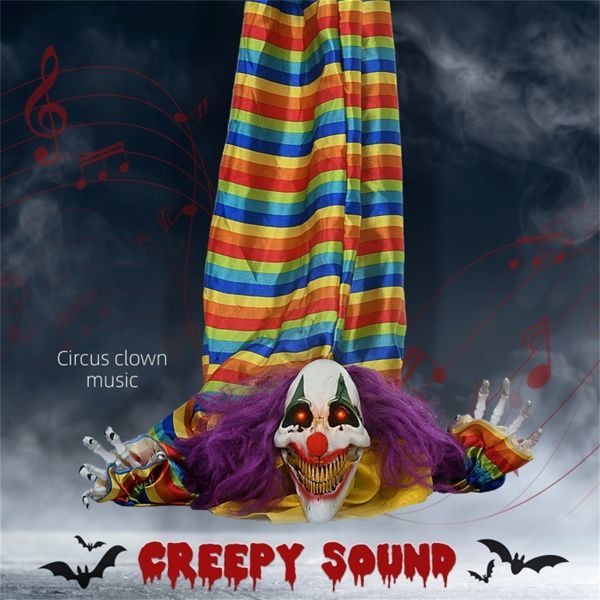 Animated LED Halloween Clown Decoration - Motion Activated Spooky Prop