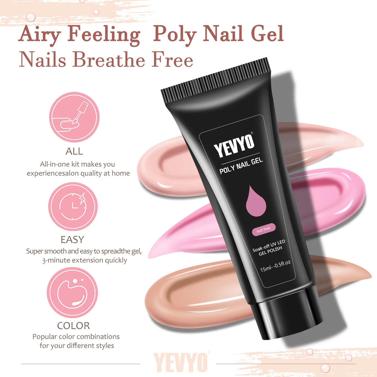 Polygel Nail Extension Kit with UV Lamp – Complete Gel Nail Starter Set with Slip Solution, Tools & Tips for Beginners