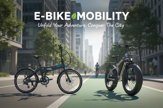 Modern folding electric bike with fat tires on urban bike