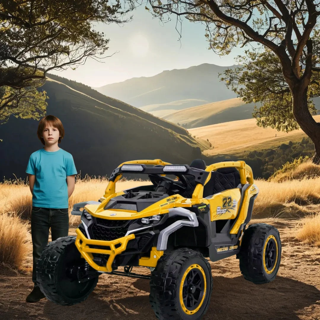 Ride On Models Truck Car 12V Kids Electric Vehicles, Remote Control, Front & Rear Shock Suspension, 2 Seater UTV, Flashlights And A Built-in Music Player, For Age 3-6 Years Old