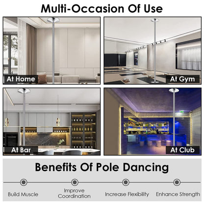 1Pc Stripper Dance Pole 45mm Spinning Static Dancing Pole With 88-108.1in Adjustable Height 551LBS Weight Capacity For Fitness Exercise Party Home Club Gym