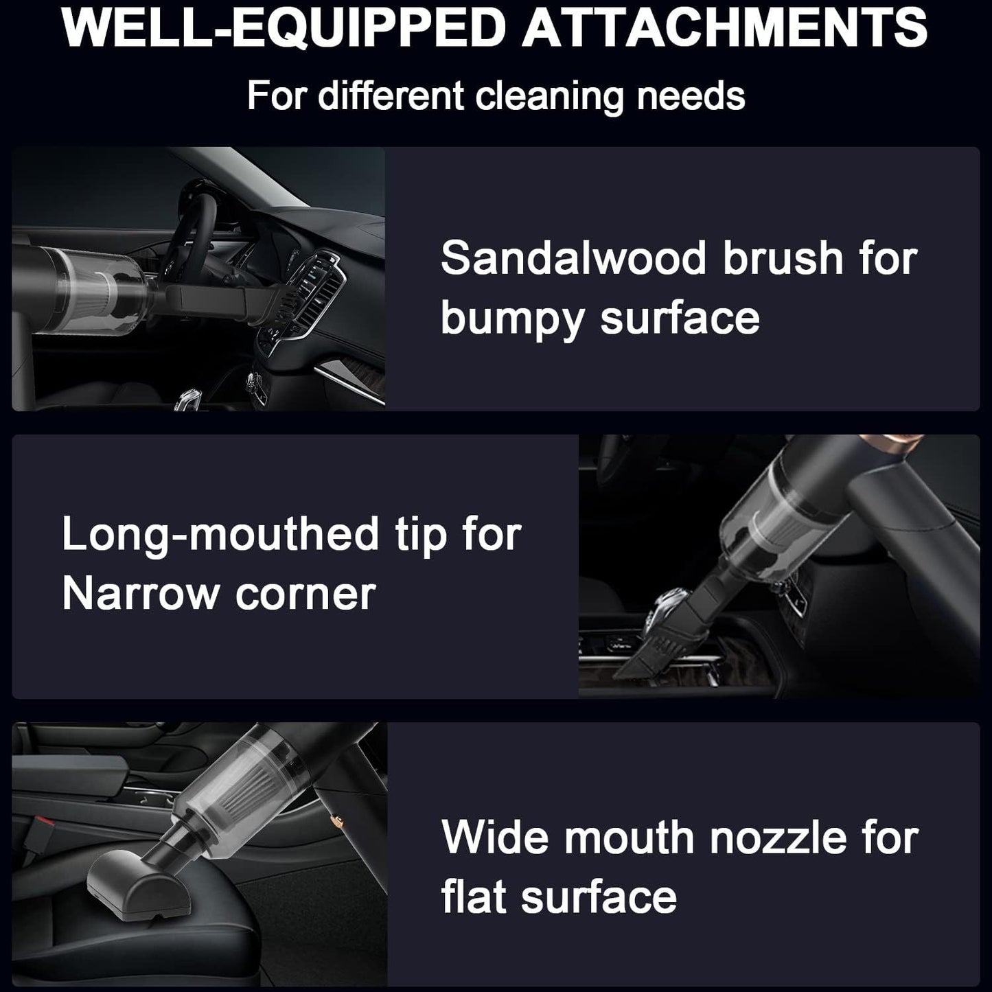 Handheld Vacuum Cleaner & Air Duster - High Power Multi-Nozzle for Car, Home & Pets