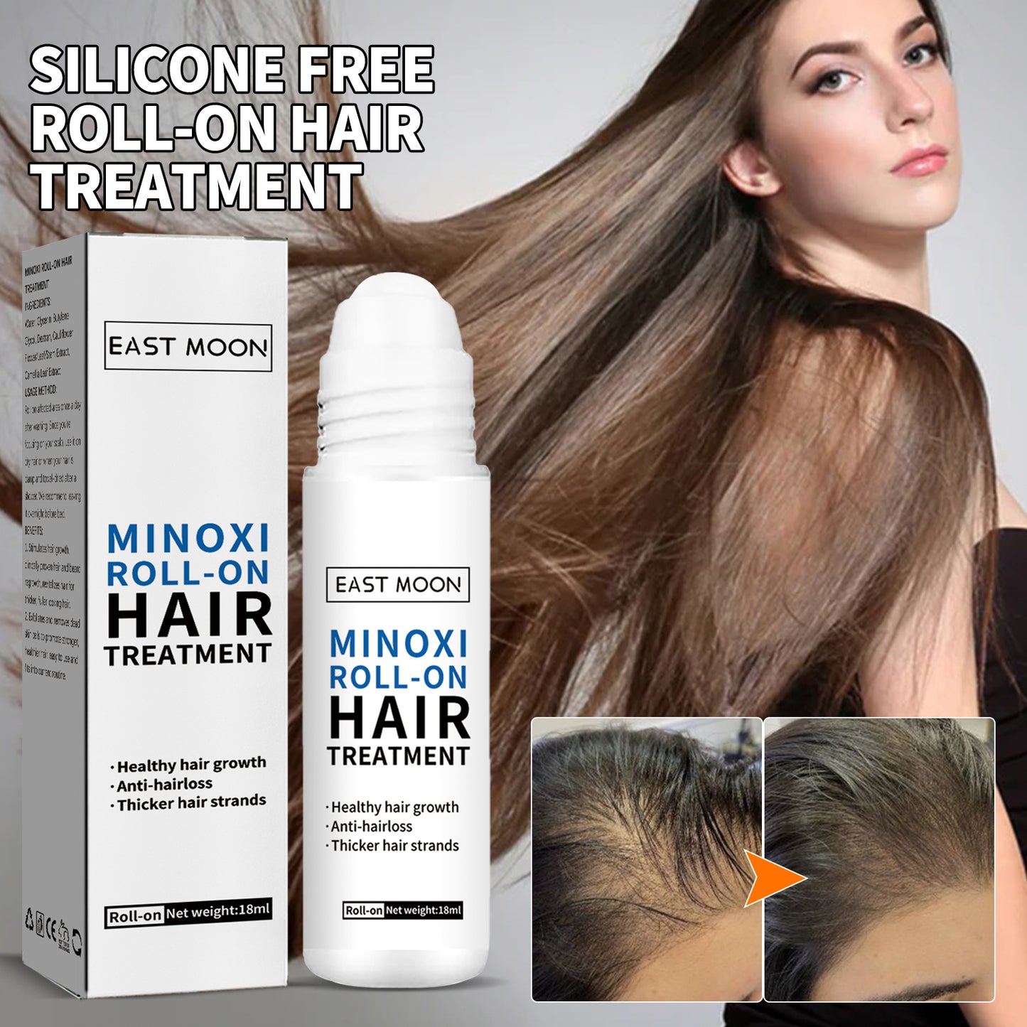 East Moon Rollerball Hair Oil - Nourishing Hair Growth Treatment for Thicker, Stronger Hair