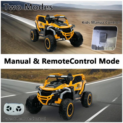 Ride On Models Truck Car 12V Kids Electric Vehicles, Remote Control, Front & Rear Shock Suspension, 2 Seater UTV, Flashlights And A Built-in Music Player, For Age 3-6 Years Old
