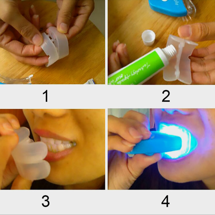 Teeth Whitening Gel with LED Light - Professional Dental Bleaching Kit
