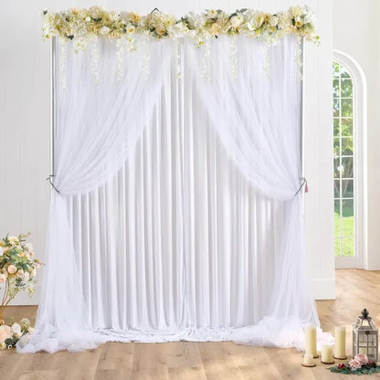 White Tulle Backdrop Curtain 10ft x 5ft - Sheer Chiffon Drapes for Wedding & Party Photography