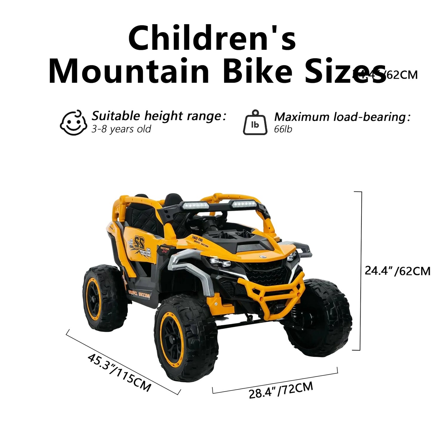 Ride On Models Truck Car 12V Kids Electric Vehicles, Remote Control, Front & Rear Shock Suspension, 2 Seater UTV, Flashlights And A Built-in Music Player, For Age 3-6 Years Old