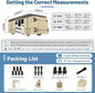 Measurement chart for RV cover with dimensions and accessories listed.