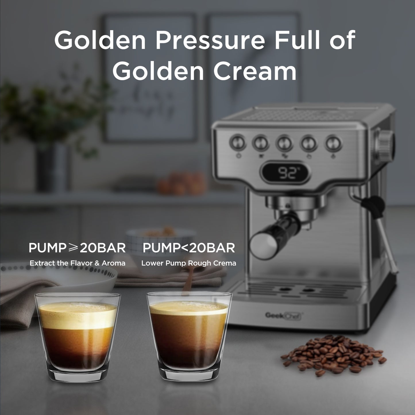 Professional Espresso Machine 20 Bar - Coffee Maker with Milk Frother | 1.8L