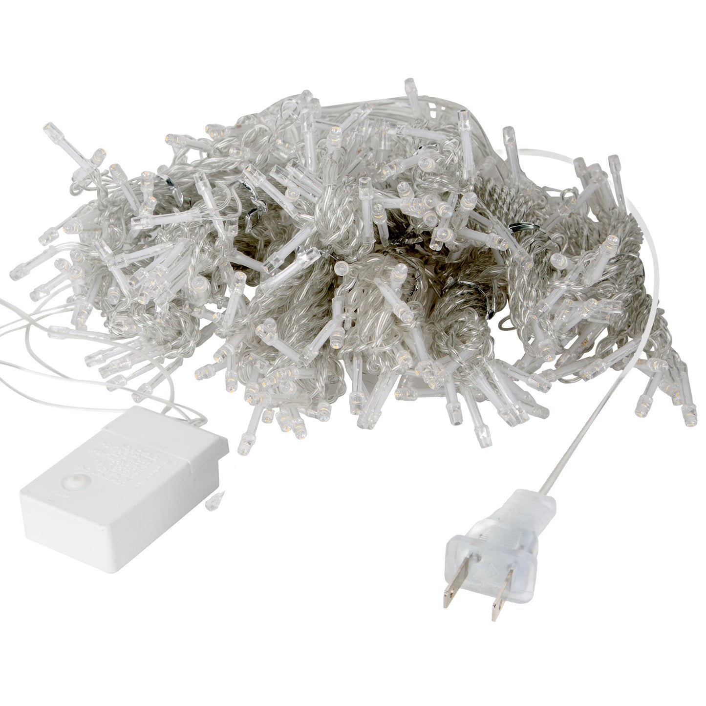 String lights with connectors and plug on a white background