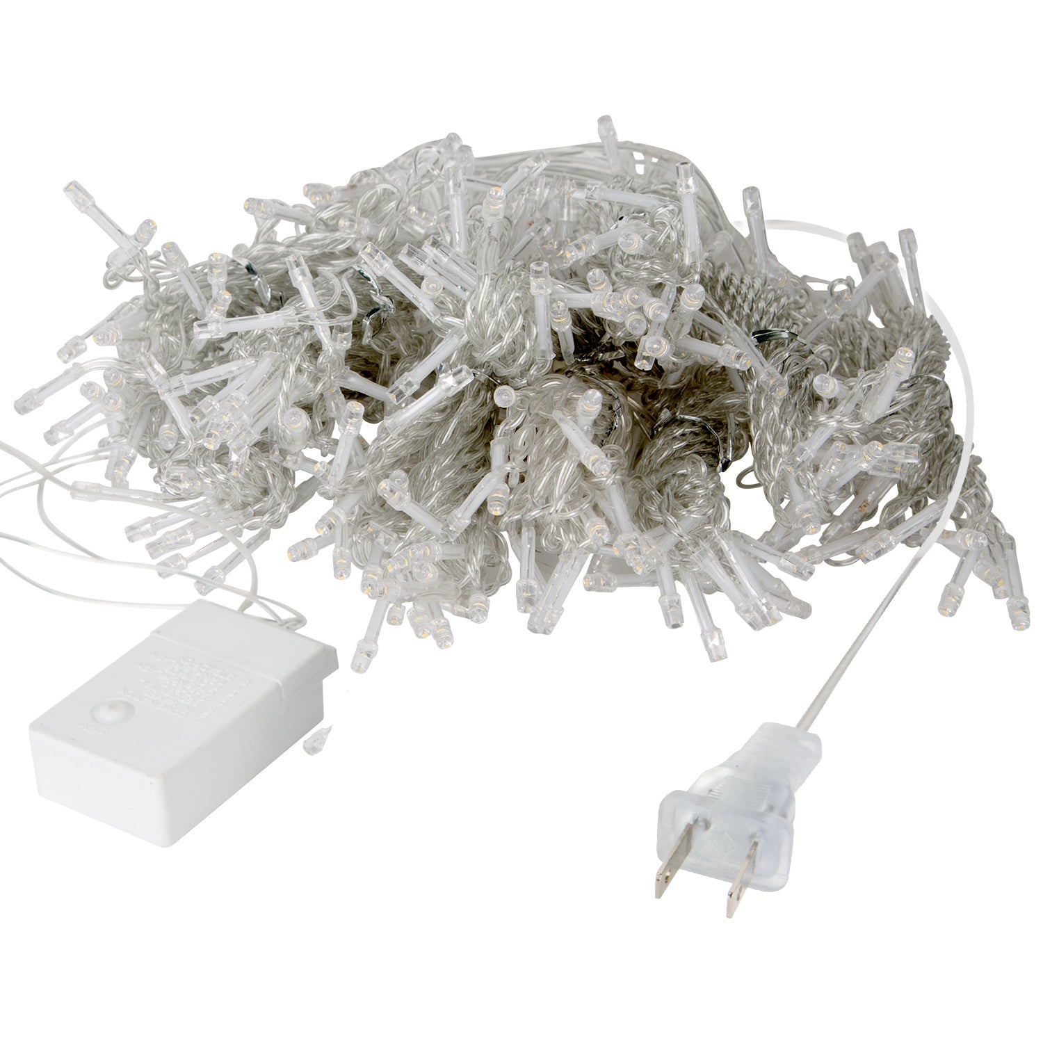 String lights with connectors and plug on a white background