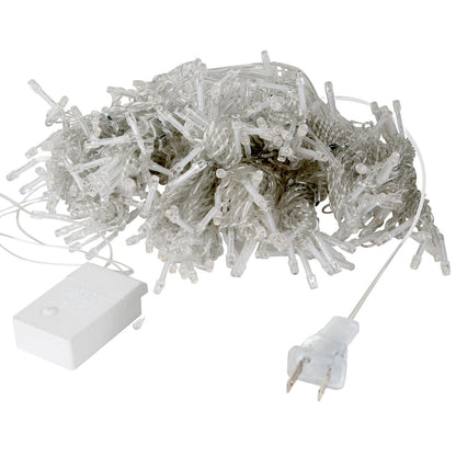 String lights with connectors and plug on a white background