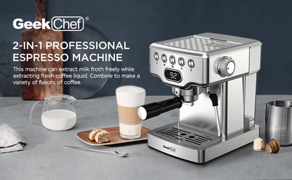 Professional Espresso Machine 20 Bar - Coffee Maker with Milk Frother | 1.8L