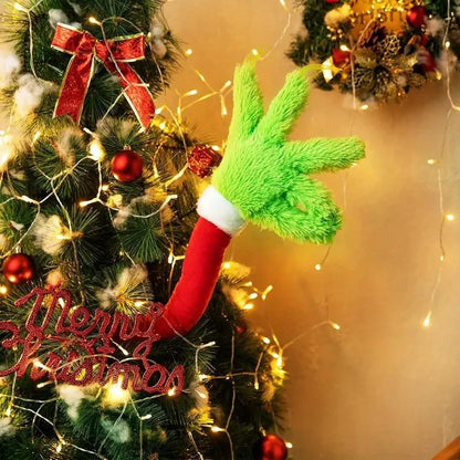 Grinch Arm Christmas Tree Decoration - Green Monster Elf Ornament for Holiday Decor