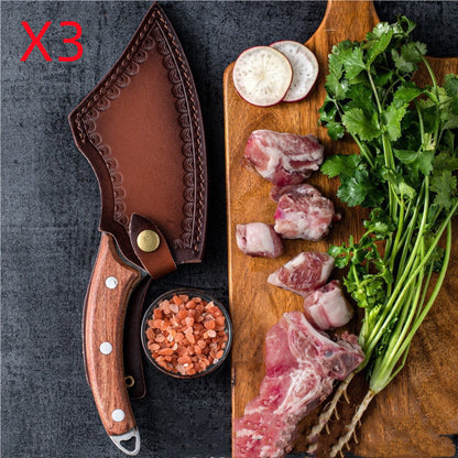 Forged Small Kitchen Knife Blade camp survival leather sheath
