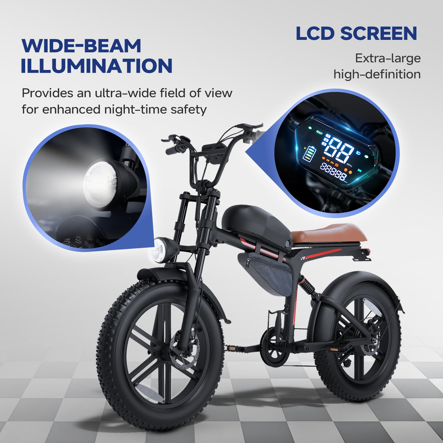 500W 20inch Fat Tire Electric Bike With 45kmh Top Speed & 45km Range