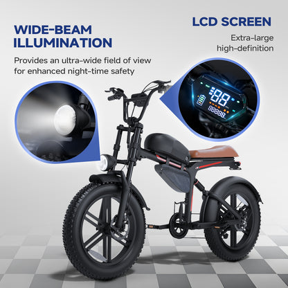 500W 20inch Fat Tire Electric Bike With 45kmh Top Speed & 45km Range