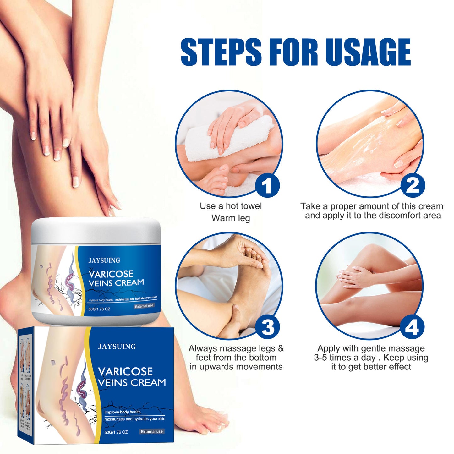 Leg Vein Repair Cream - Varicose Vein Massage Treatment for Spider Veins