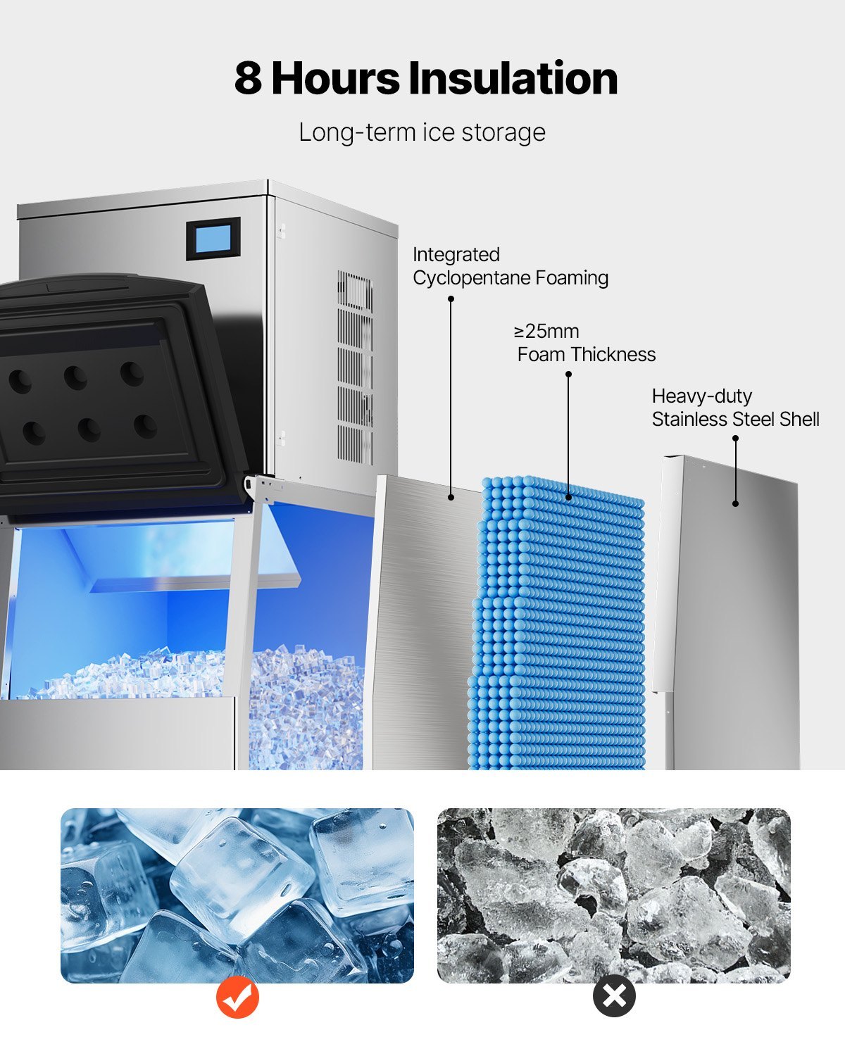 Commercial Ice Storage Bin - 250 lb Capacity Stainless Steel Ice Maker Bin